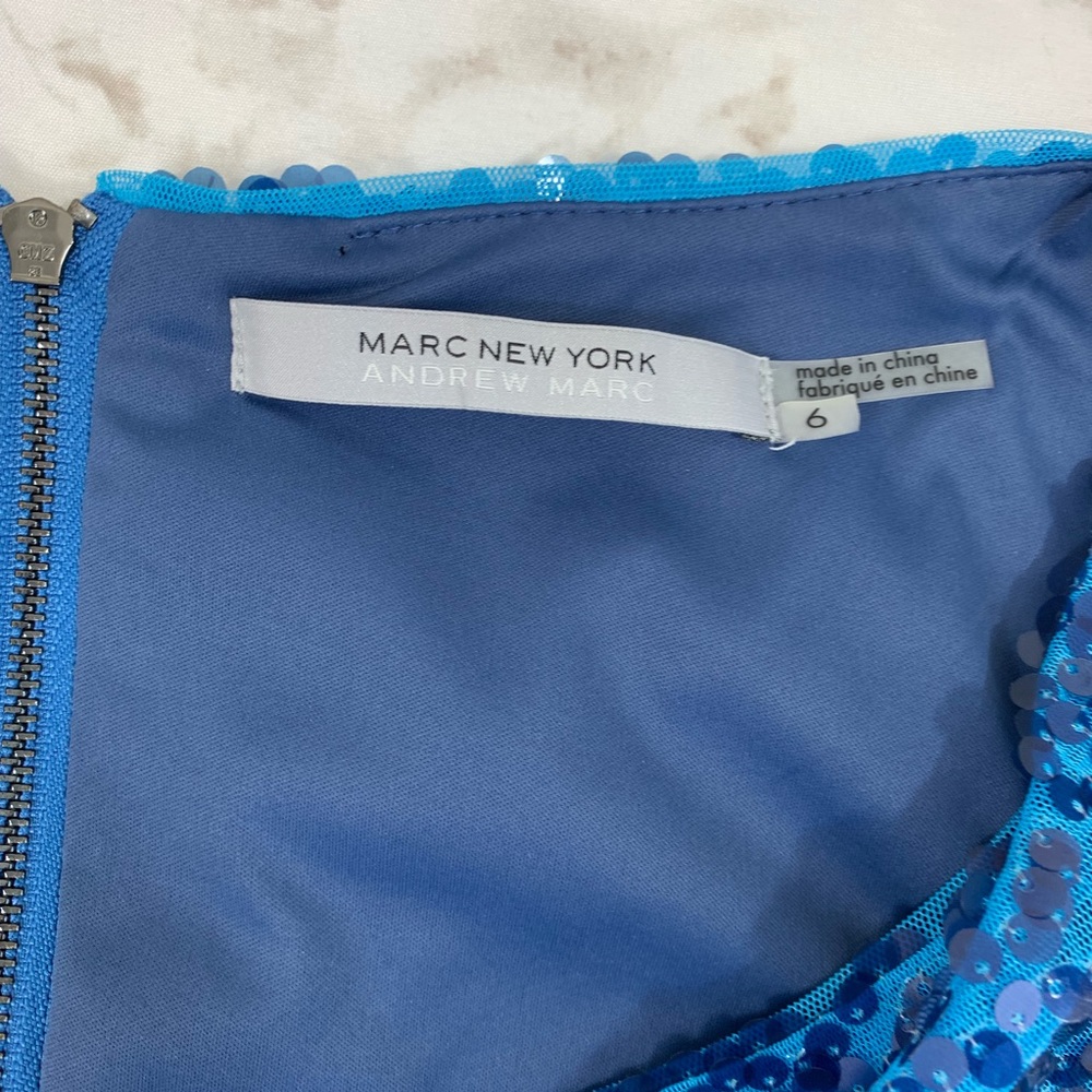 Marc New York Blue Cowl-Neck Sequined Dress - Picture 5 of 6